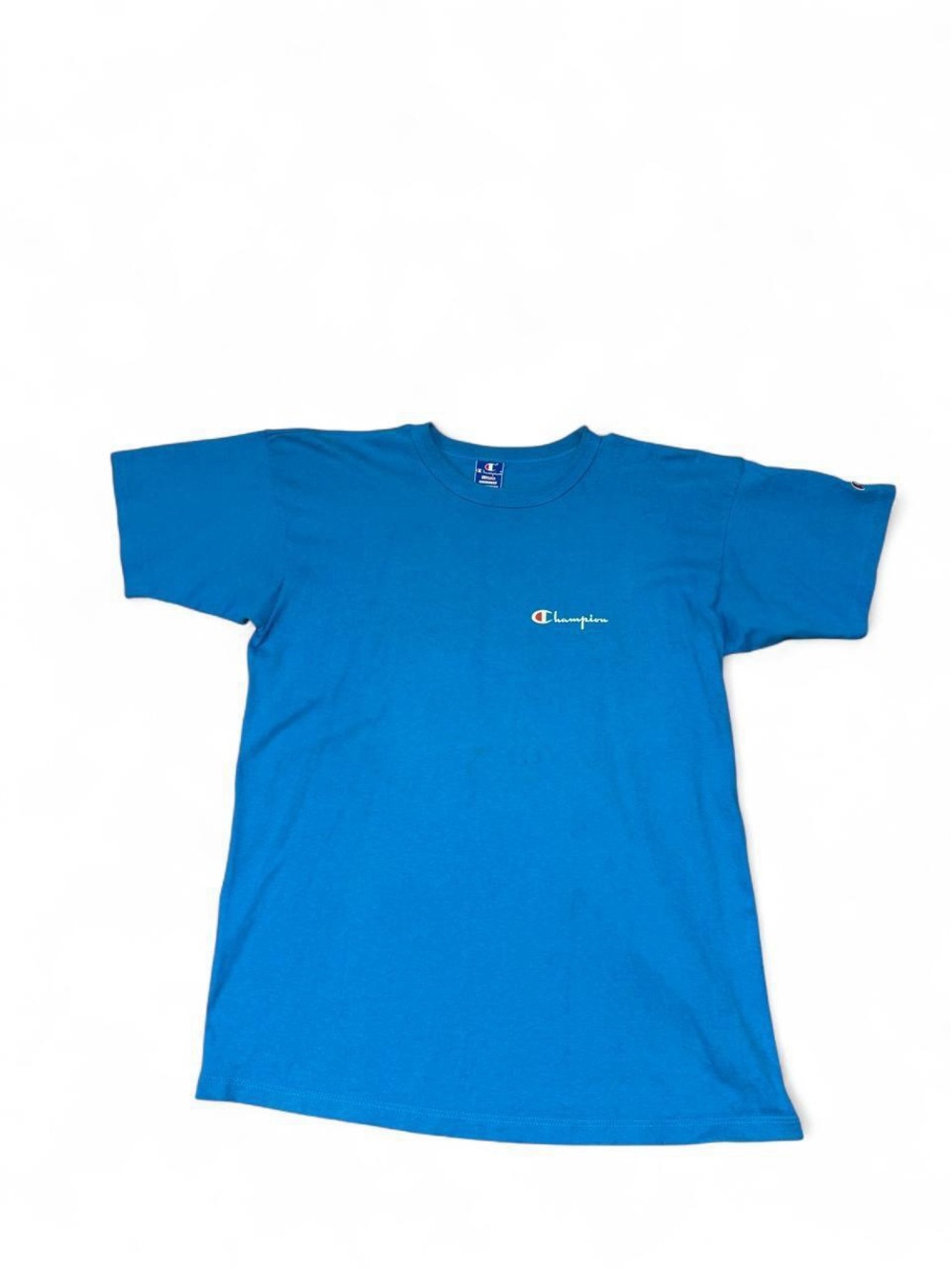 Vintage 90s champion single stitch logo tee embroidered blue XL mens made in USA